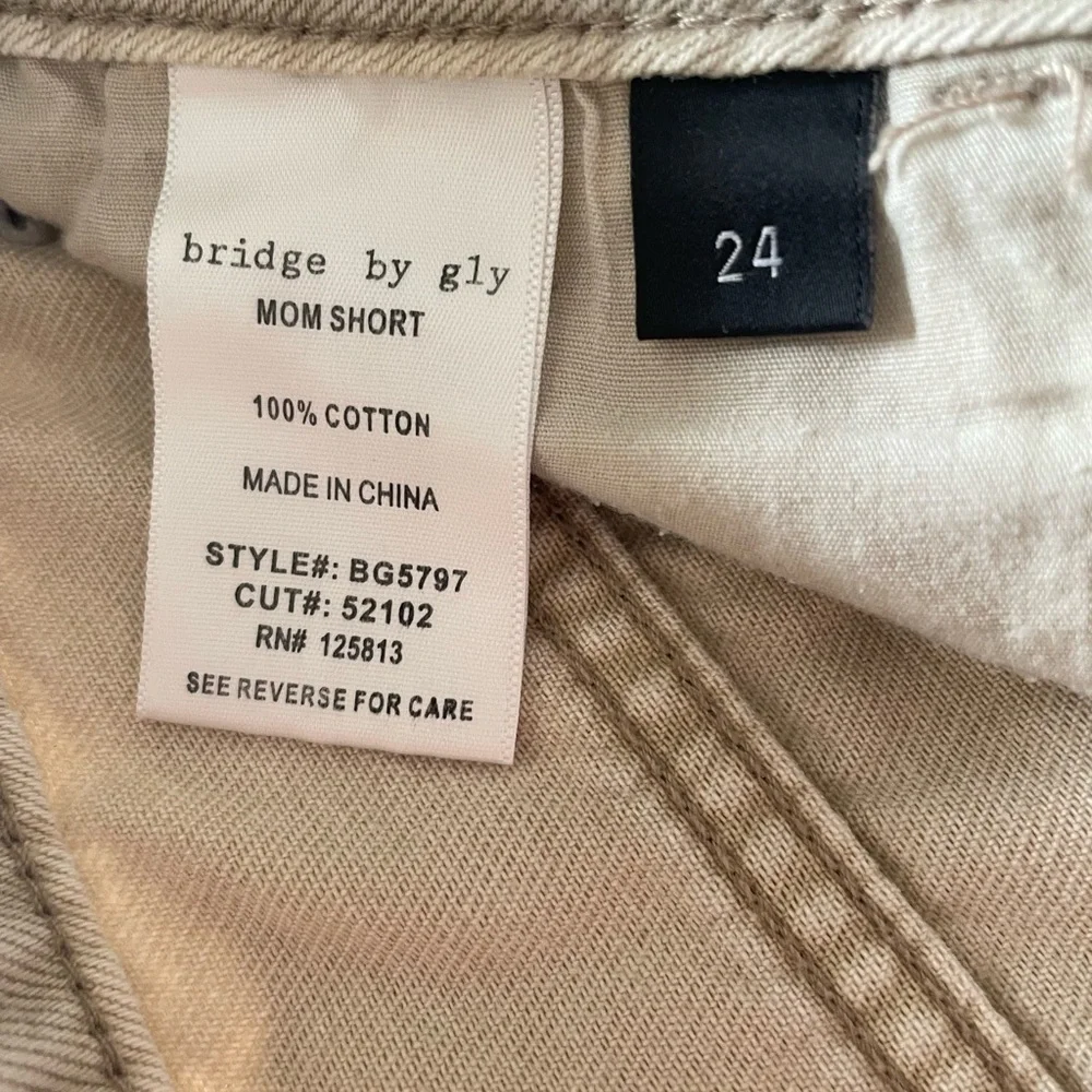 Bridge by GLY Mom Cuffed Shorts Womens 24 Tan Mid Rise Distressed Khaki Boho - Picture 11 of 15